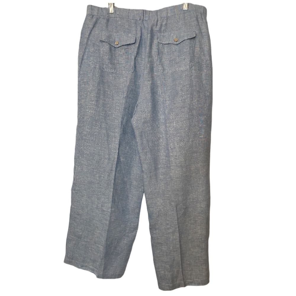 JM Collection Blue Wash Intrepid Linen Wide Leg Pants - Picture 3 of 7